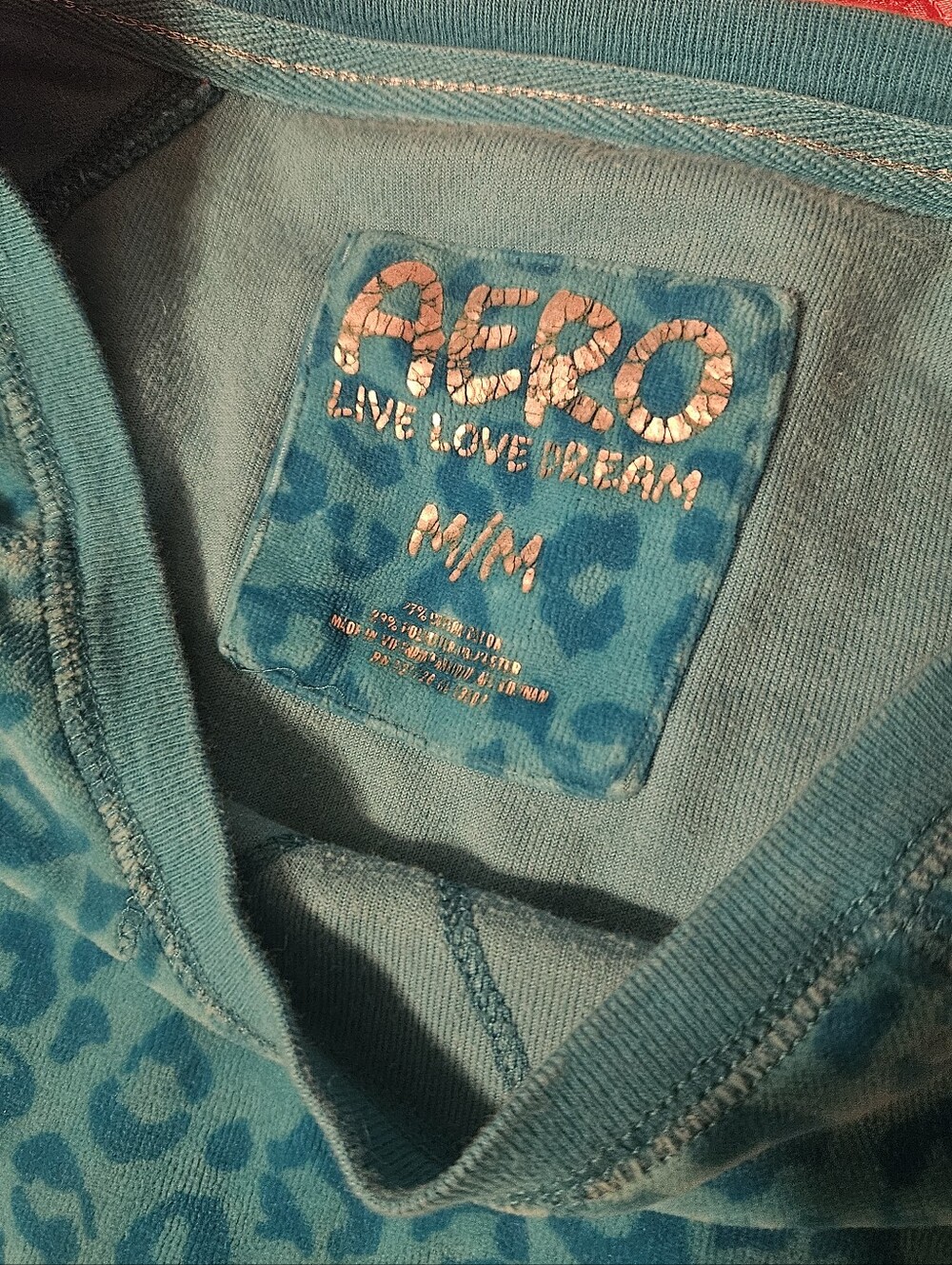 2010's Aeropostale Fall Teal Leopard Print Pullover - Picture 3 of 5
